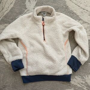 Athleta Sherpa Pullover with Navy and Pink Accents